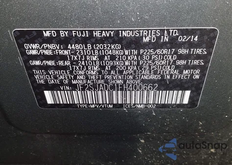 2015 Subaru Forester 2.5I Premium из США, поврежденный, VIN JF2SJADC1FH400662